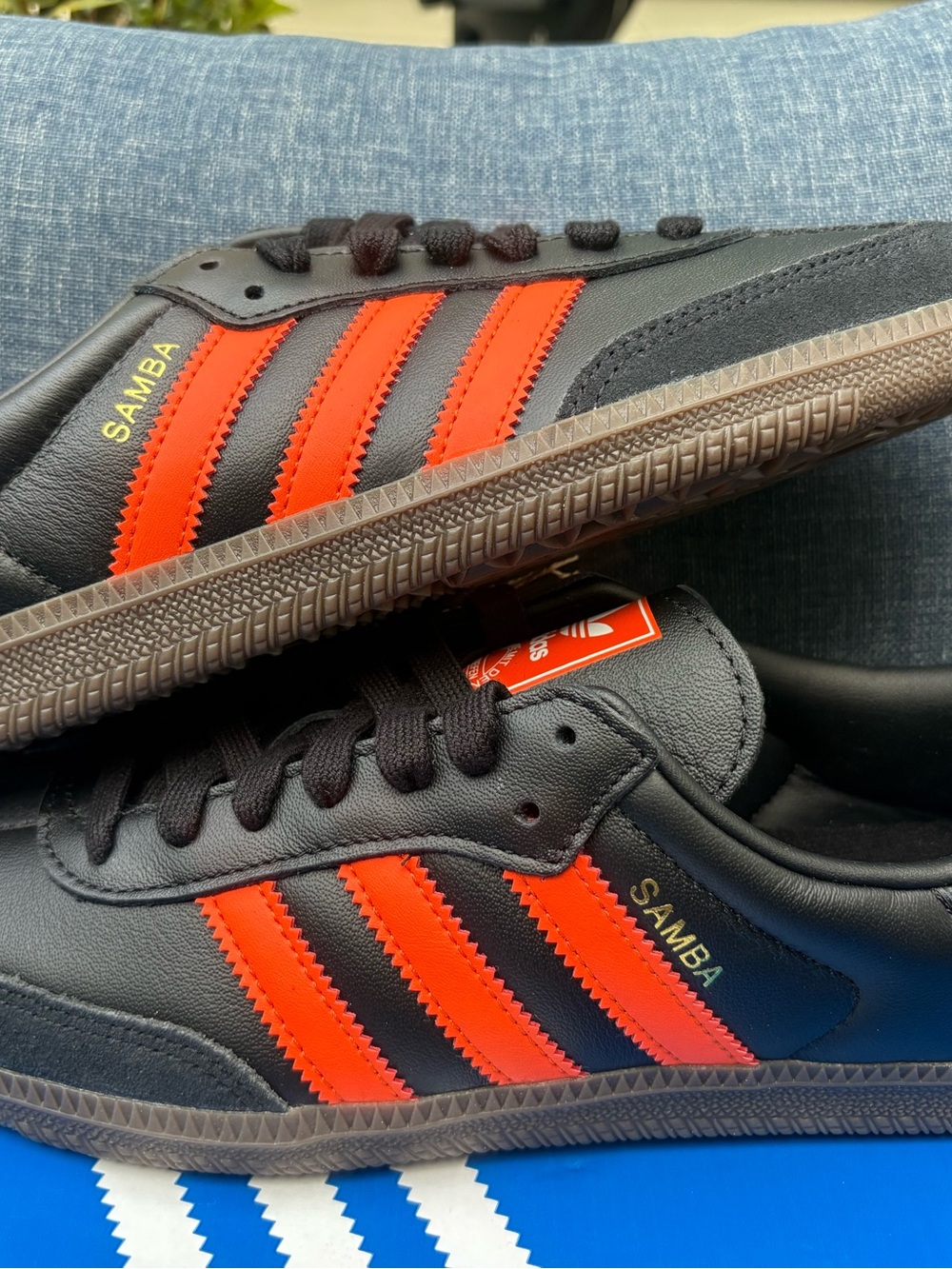adidas Samba Men's Sneakers - Black with Orange Stripes